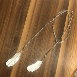 Silver feather wrap necklace